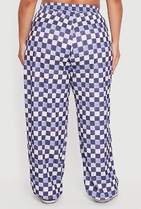 Plus Checkered High Waisted Wide-Leg Pants