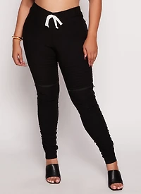 Plus Faux Drawstring Moto Ruched Pants