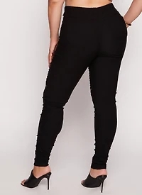 Plus Faux Drawstring Moto Ruched Pants