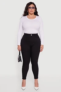Womens Plus Size Hyperstretch Pull On Skinny Pants, Black, Size 3X