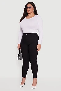 Womens Plus Size Hyperstretch Pull On Skinny Pants, Black, Size 3X