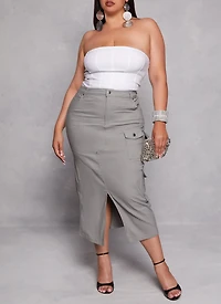 Plus Cargo Pocket Pencil Skirt