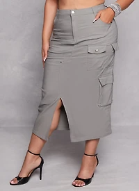 Plus Cargo Pocket Pencil Skirt