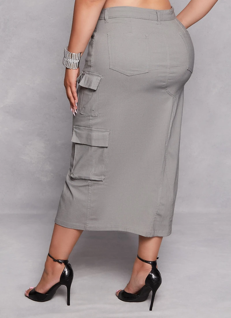 Plus Cargo Pocket Pencil Skirt