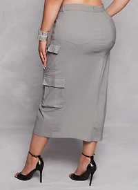 Plus Cargo Pocket Pencil Skirt