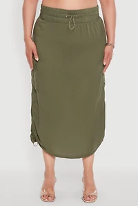 Womens Plus Trendy Toggle Drawstring High Waisted Utility Skirt,