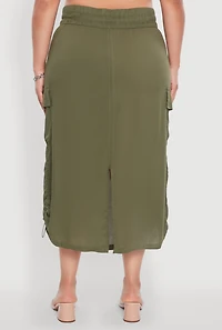Womens Plus Trendy Toggle Drawstring High Waisted Utility Skirt,