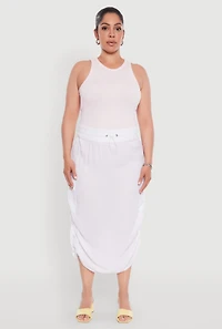 Womens Plus Size Trendy Toggle Drawstring High Waisted Utility Skirt, White, Size 1X