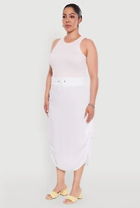 Womens Plus Size Trendy Toggle Drawstring High Waisted Utility Skirt, White, Size 1X