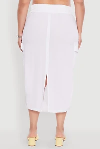 Womens Plus Size Trendy Toggle Drawstring High Waisted Utility Skirt, White, Size 1X