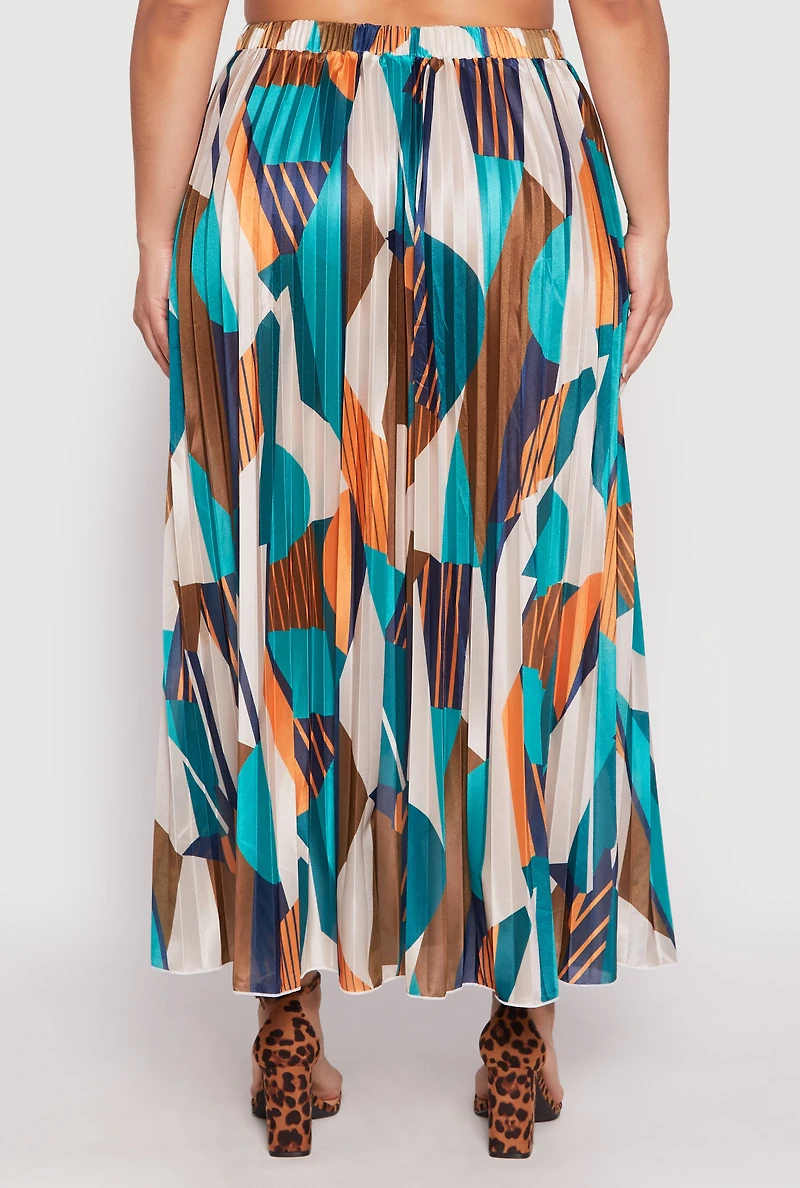 Plus Plisse Patterned Skirt