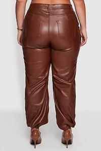 Plus Fleece Lined High Waisted Faux Leather Joggers