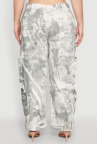 Womens Plus Size Printed Pattern Cargo Pants, Multi, Size 1X