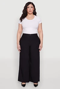 Womens Plus Hyperstretch Wide Leg Pants,