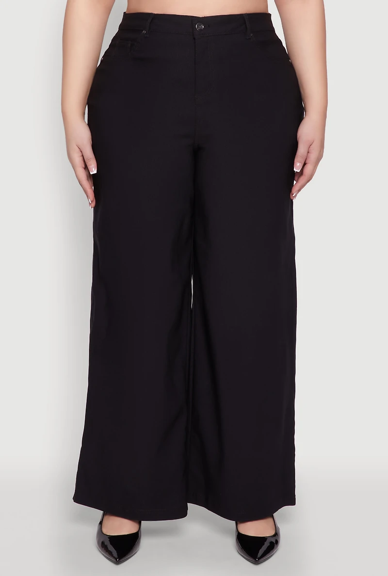 Womens Plus Hyperstretch Wide Leg Pants,