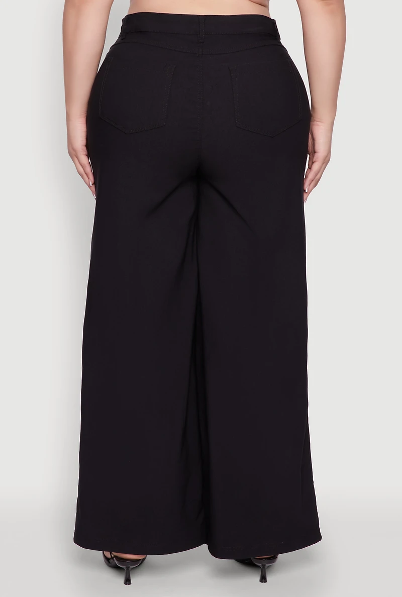 Womens Plus Hyperstretch Wide Leg Pants,