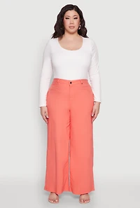 Womens Plus Size Hyperstretch Wide Leg Pants, Orange, Size 2X