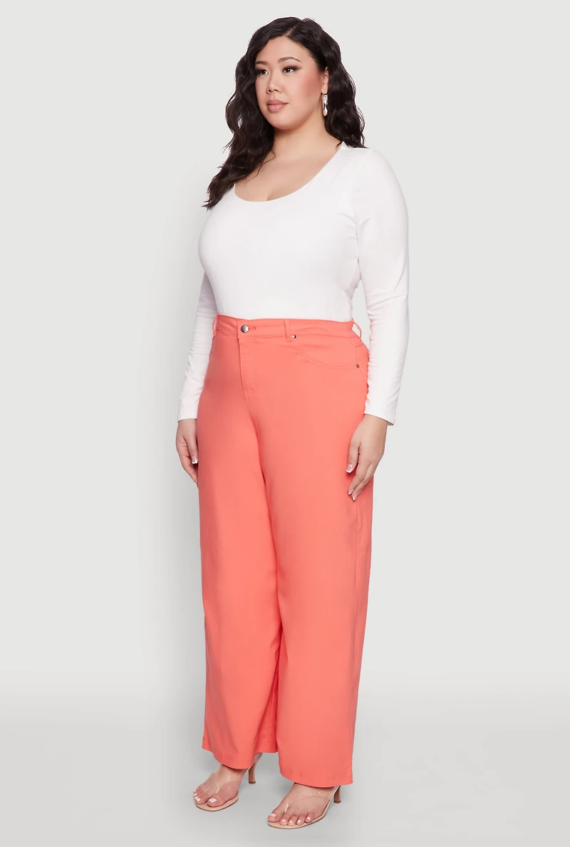 Womens Plus Size Hyperstretch Wide Leg Pants, Orange, Size 2X
