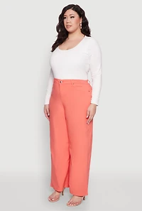 Womens Plus Size Hyperstretch Wide Leg Pants, Orange, Size 2X