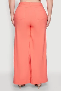 Womens Plus Size Hyperstretch Wide Leg Pants, Orange, Size 2X