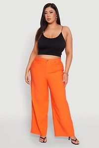 Womens Plus Size Hyperstretch Wide Leg Pants, Orange, Size 1X
