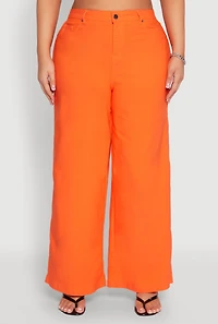 Womens Plus Size Hyperstretch Wide Leg Pants, Orange, Size 1X
