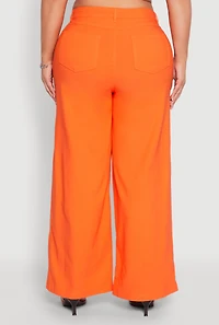 Womens Plus Size Hyperstretch Wide Leg Pants, Orange, Size 1X