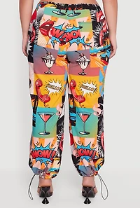 Plus High Waisted Printed Pattern Stretchy Joggers