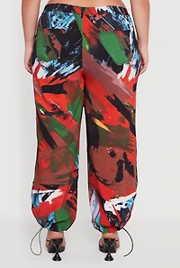 Womens Plus Size High Waisted Printed Pattern Stretchy Joggers, Multi, Size 2X