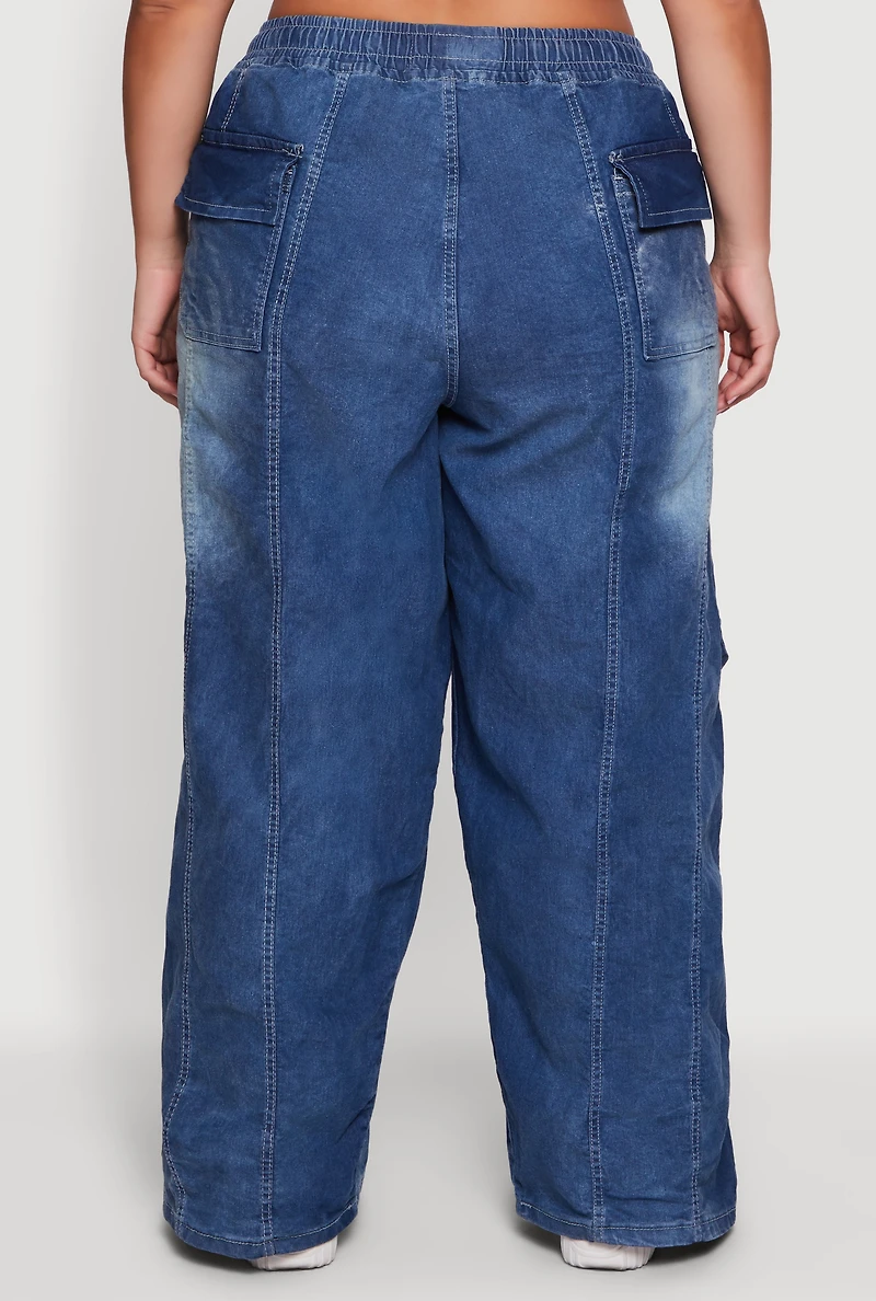 Plus Graffiti Graphic Drawstring Waist Jeans