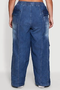 Plus Graffiti Graphic Drawstring Waist Jeans