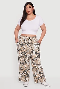 Womens Plus Size High Waisted Hunter Camo Drawstring Waist Pants, Multi, Size 1X