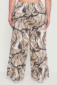 Womens Plus High Waisted Hunter Camo Drawstring Waist Pants, Multi,