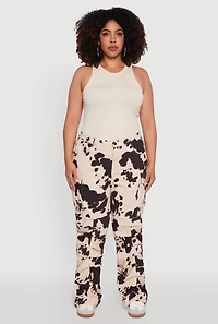 Womens Plus High Waisted Printed Pattern Cargo Pants, 1X