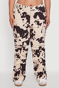 Womens Plus High Waisted Printed Pattern Cargo Pants, 1X