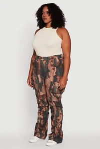 Womens Plus Size High Waisted Printed Pattern Cargo Pants, Multi, Size 3X