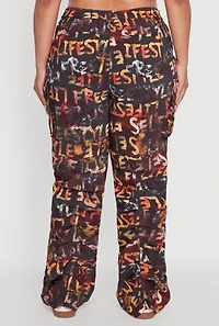 Womens Plus Size High Waisted Printed Pattern Cargo Pants, Multi, Size 2X