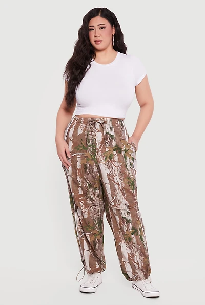 Plus Hunter Camo Drawstring Waist Joggers