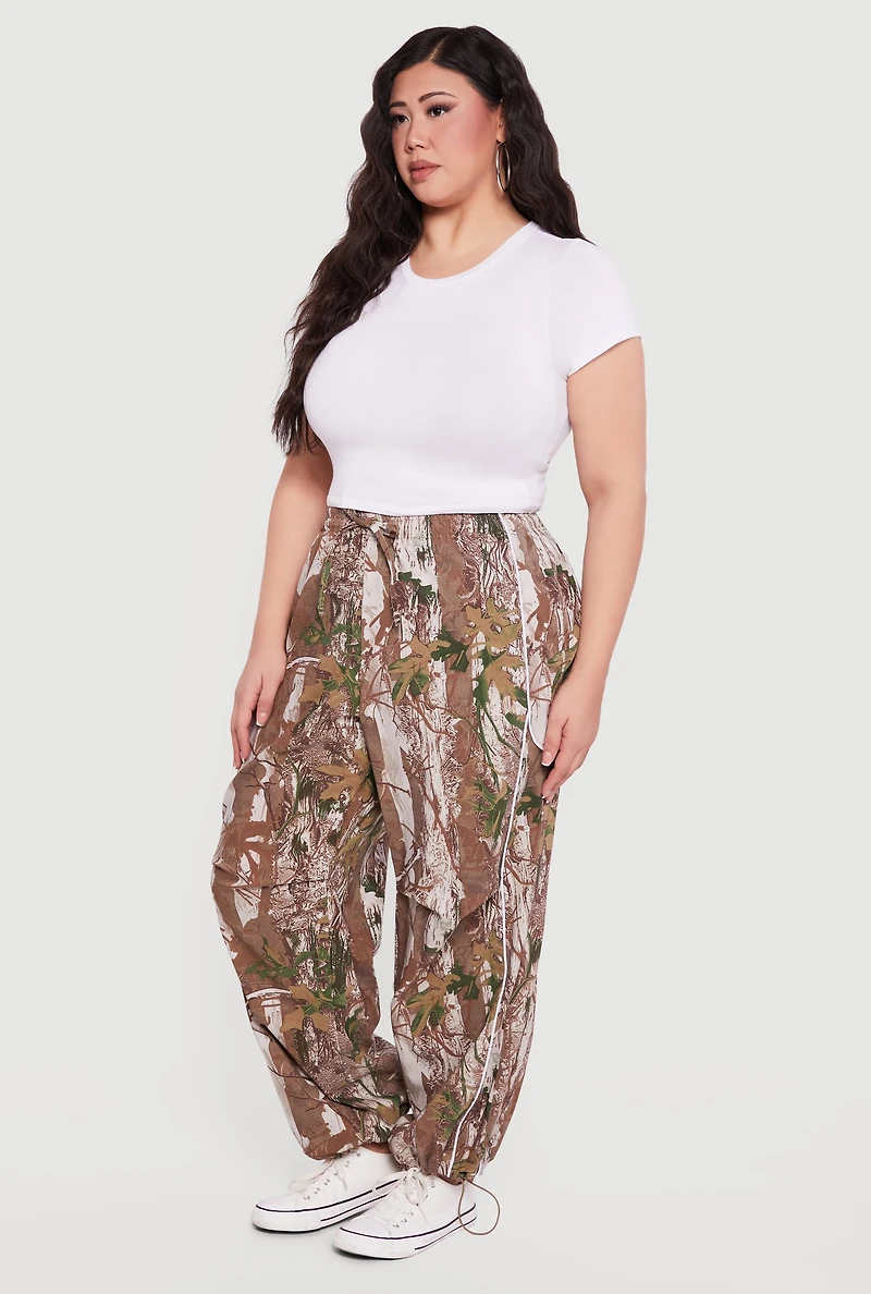 Plus Hunter Camo Drawstring Waist Joggers
