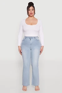 Womens Plus Size Rhinestone Straight Leg Jeans, Blue, Size 20