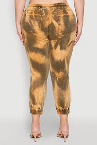 Plus Mineral Wash Distressed Denim Joggers