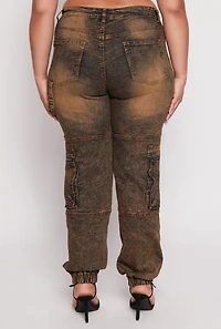 Womens Plus Size Denim Carpenter Cargo Joggers, Multi, Size 3X