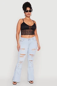 Plus Ripped Distressed Flared Jeans