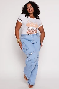 Plus Daisy High Waist Wide Leg Cargo Jeans