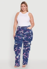 Womens Plus Daisy High Waisted Cargo Pocket Jeans, Blue,