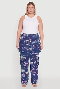 Womens Plus Daisy High Waisted Cargo Pocket Jeans, Blue,