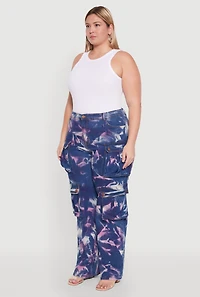 Womens Plus Daisy High Waisted Cargo Pocket Jeans, Blue,