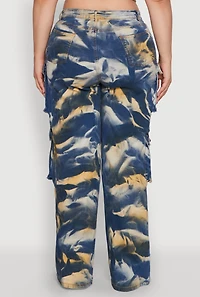 Womens Plus Size Daisy High Waisted Cargo Pocket Jeans, Blue, Size 3X