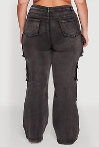 Womens Plus Size Straight Leg Utility Jeans, Grey, Size 2X