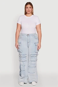 Womens Plus Size Straight Leg Utility Jeans, Blue, Size 3X